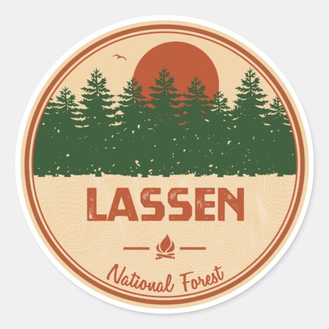 Lassen National Forest Classic Round Sticker (Front)
