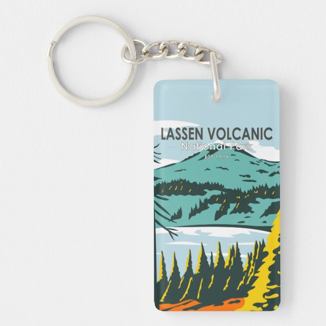 Lassen Volcanic National Park California Vintage Key Ring (Front)
