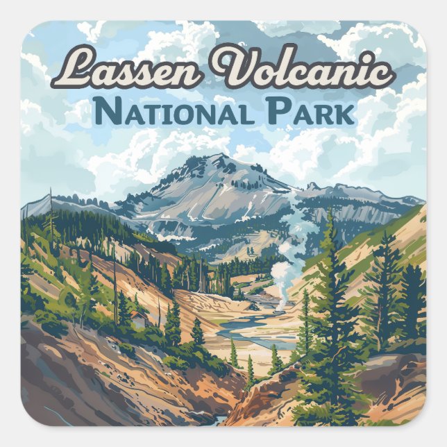Lassen Volcanic National Park California Volcano Square Sticker (Front)