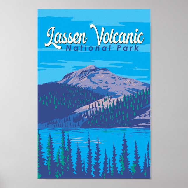 Lassen Volcanic National Park Illustration Travel Poster (Front)
