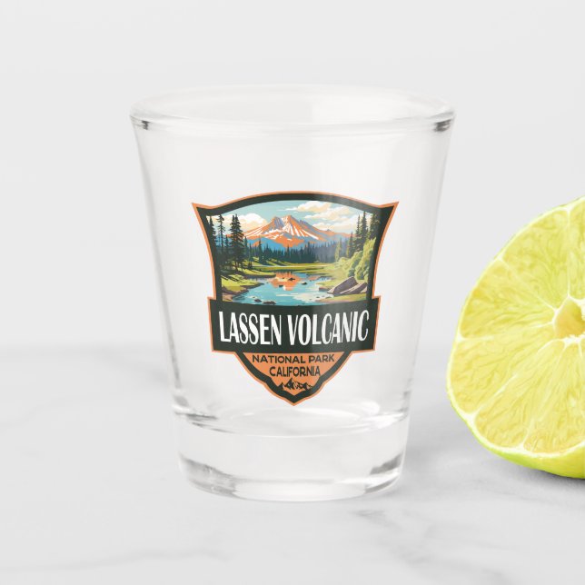 Lassen Volcanic National Park Illustration Travel Shot Glass (Front)