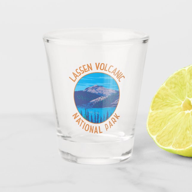 Lassen Volcanic National Park Retro Distressed Shot Glass (Front)