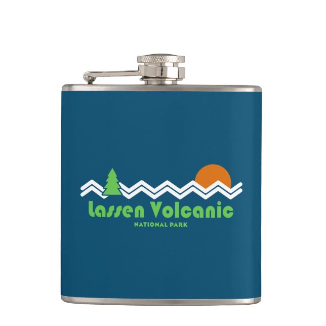 Lassen Volcanic National Park Retro Hip Flask (Front)