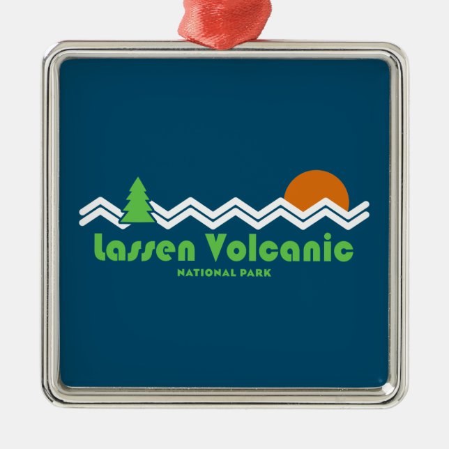 Lassen Volcanic National Park Retro Metal Tree Decoration (Front)