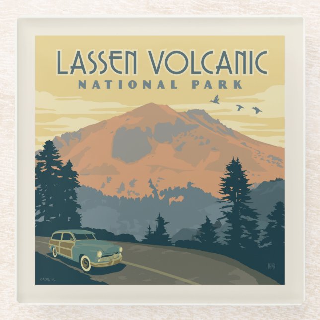 Lassen Volcanic National Park | Road Trip Glass Coaster (Front)