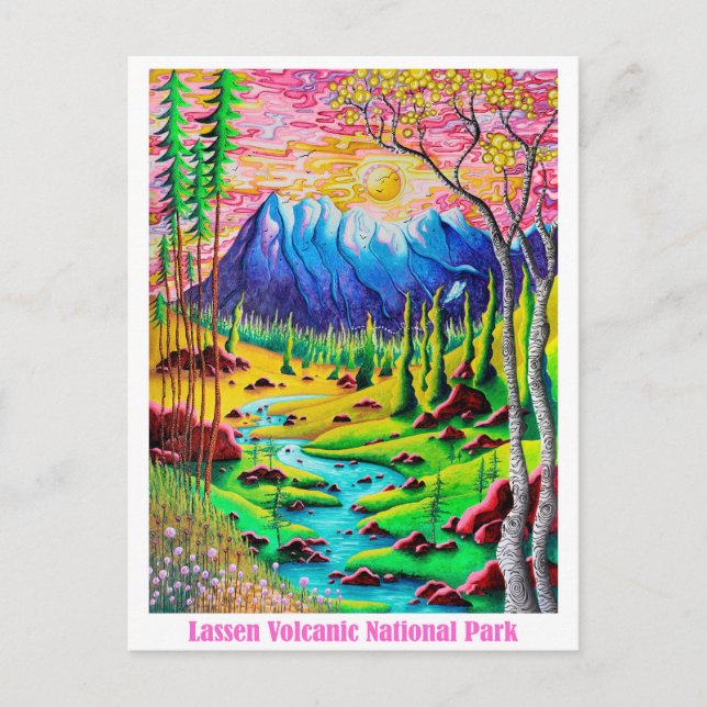 Lassen Volcanic National Park Travel Art Postcard (Front)