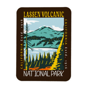 Lassen Volcanic National Park Vintage Distressed  Magnet