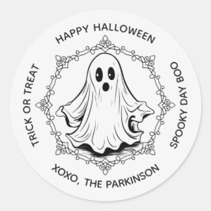 lassic Ghost Round Sticker – Happy Halloween