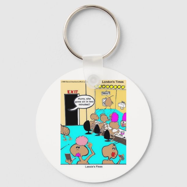 Lassie's Fleas Funny Cartoon Tees & Gifts Key Ring (Front)