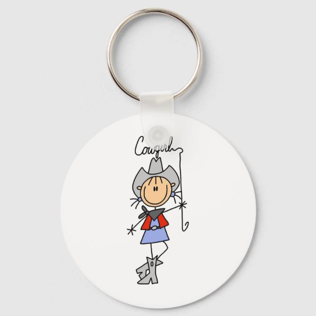 Lasso Cowgirl T-shirts and Gifts Key Ring (Front)