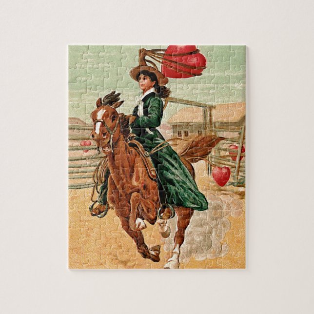 Lasso my heart Vintage Valentine Jigsaw Puzzle (Vertical)