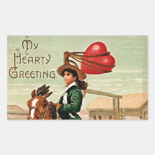 Lasso my heart Vintage Valentine Rectangular Sticker