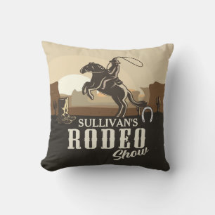 Lasso Roping Roundup ADD NAME Western Rodeo Show Cushion