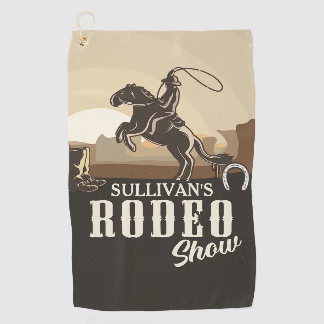 Lasso Roping Roundup ADD NAME Western Rodeo Show Golf Towel (Front)