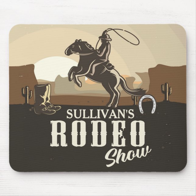 Lasso Roping Roundup ADD NAME Western Rodeo Show Mouse Mat (Front)