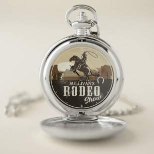 Lasso Roping Roundup ADD NAME Western Rodeo Show Pocket Watch