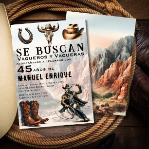 Lasso Vaquero Spanish Western Cowboy 45th Birthday Invitation