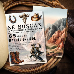 Lasso Vaquero Spanish Western Cowboy 65th Birthday Invitation