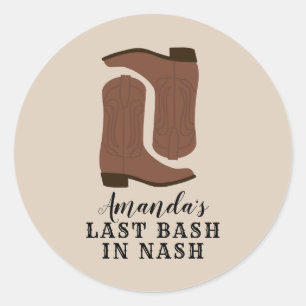 Last Bash in Nash Bachelorette Boots Classic Round Sticker
