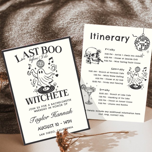 Last Boo Before I Do Bachelorette Itinerary Invitation (Creator Uploaded)