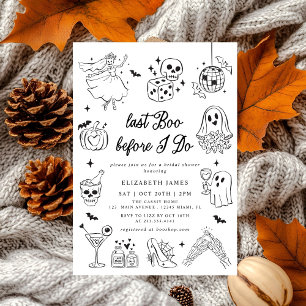Last Boo Before I DO Ghost Floral  Bridal Shower  Invitation