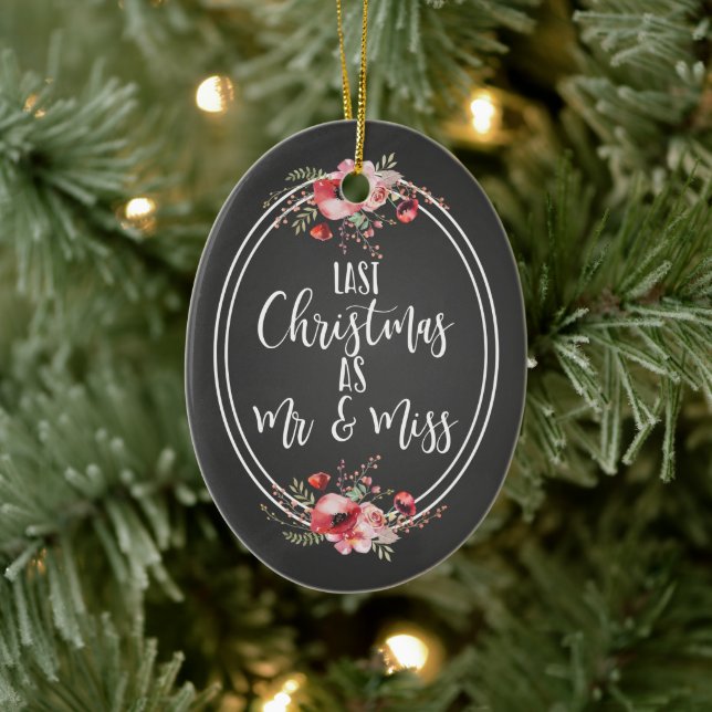 last christmas as Mr and Miss christmas photo Ceramic Tree Decoration (Tree)