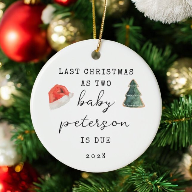 Last Christmas As Two Baby Announcement Ceramic Tree Decoration (Creator Uploaded)