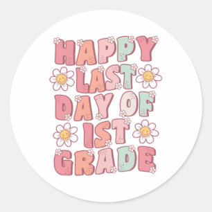 Last Day Of 1st Grade Cute Groovy First Grade Teac Classic Round Sticker