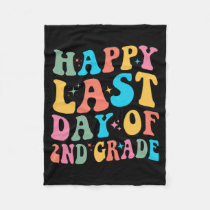 Last Day Of 2nd Grade Last Day Of School Groovy Fleece Blanket