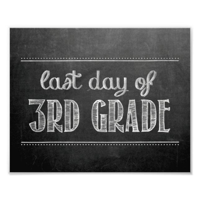 Last Day of 3rd Grade Chalkboard Sign (Front)