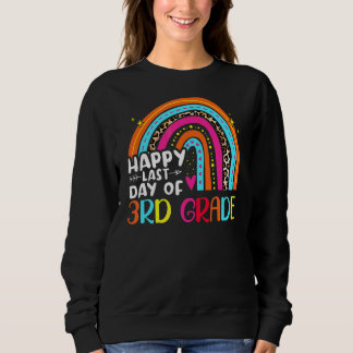 Last Day Of 3rd Grade Teacher Leopard Rainbow Grad Sweatshirt
