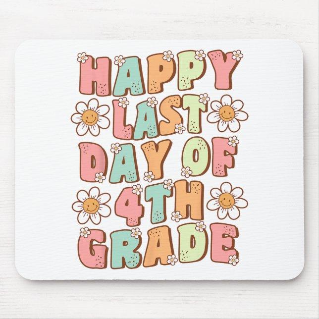 Last Day Of 4th Grade Cute Groovy Fourth Grade Tea Mouse Mat (Front)