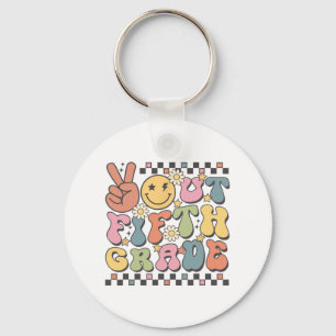 Last Day Of 5th Grade Groovy Peace Out Fifth Grade Key Ring