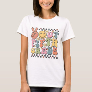 Last Day Of 5th Grade Groovy Peace Out Fifth Grade T-Shirt