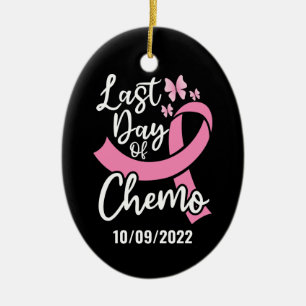 Last Day of Chemo Breast Cancer Custom Date  Ceramic Tree Decoration