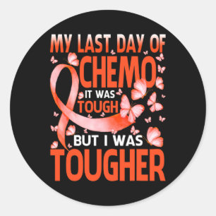 Last Day Of Day Chemo Leukaemia Awareness Butterfl Classic Round Sticker