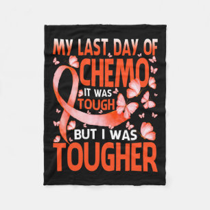 Last Day Of Day Chemo Leukaemia Awareness Butterfl Fleece Blanket