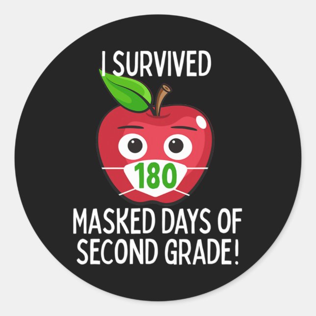 Last Day Of School 180 Masked Days Of Second Grade Classic Round Sticker (Front)