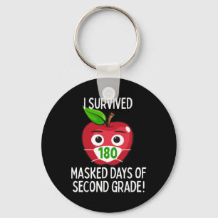 Last Day Of School 180 Masked Days Of Second Grade Key Ring