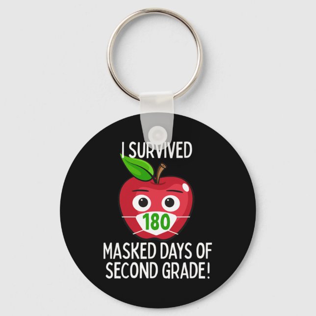 Last Day Of School 180 Masked Days Of Second Grade Key Ring (Front)