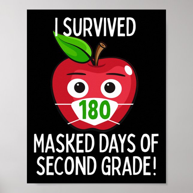 Last Day Of School 180 Masked Days Of Second Grade Poster (Front)