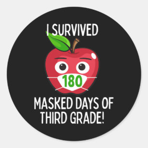 Last Day Of School 180 Masked Days Of Third Grade  Classic Round Sticker