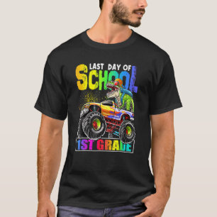Last Day Of School 1st Grade Dino Monster Truck Te T-Shirt