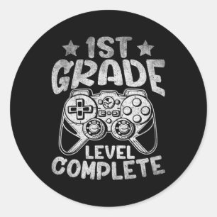 Last Day Of School 1st Grade Level Complete Gradua Classic Round Sticker