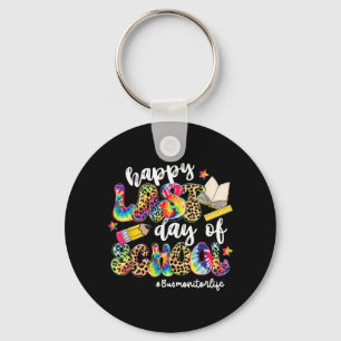 Last Day Of School Bus Monitor Life Leopard Tie Dy Key Ring
