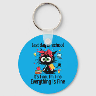 Last Day Of School Cat Fine Graduation Teacher Key Ring