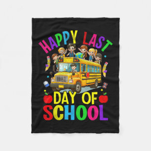 Last Day Of School Cute School Bus Student Teacher Fleece Blanket