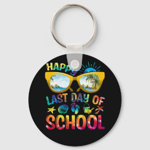 Last Day of School For Teacher Off Duty Tie Dye Key Ring