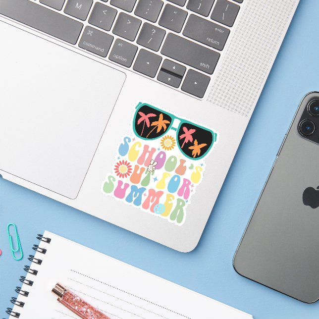 Last Day Of School Groovy School's Out For Summer  (Laptop w/ iPhone)