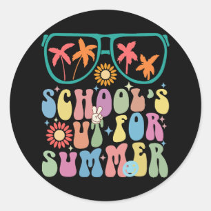 Last Day Of School Groovy School's Out For Summer  Classic Round Sticker